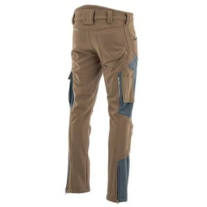 Pantaloni de lucru de iarna, material softshell, elastici, rezistenti la ploaie si vant, marou/gri