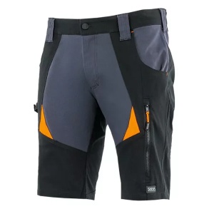 Sara Cottonflex - Pantaloni de lucru scurti gri/portocaliu