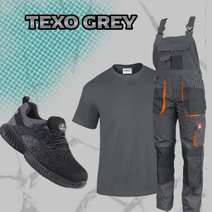 SET Texo Grey - Salopeta + Tricou + Pantofi de protectie