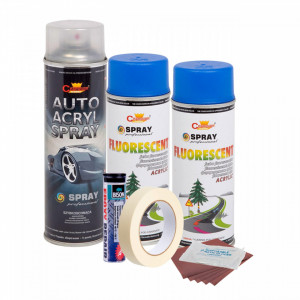 Kit complet reparatie si vopsire jante culoare Albastru Fluorescent, V2 - Img 1