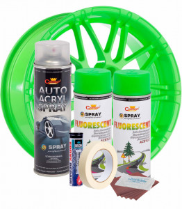 Kit complet reparatie si vopsire jante culoare Verde Fluorescent, V2 - Img 2