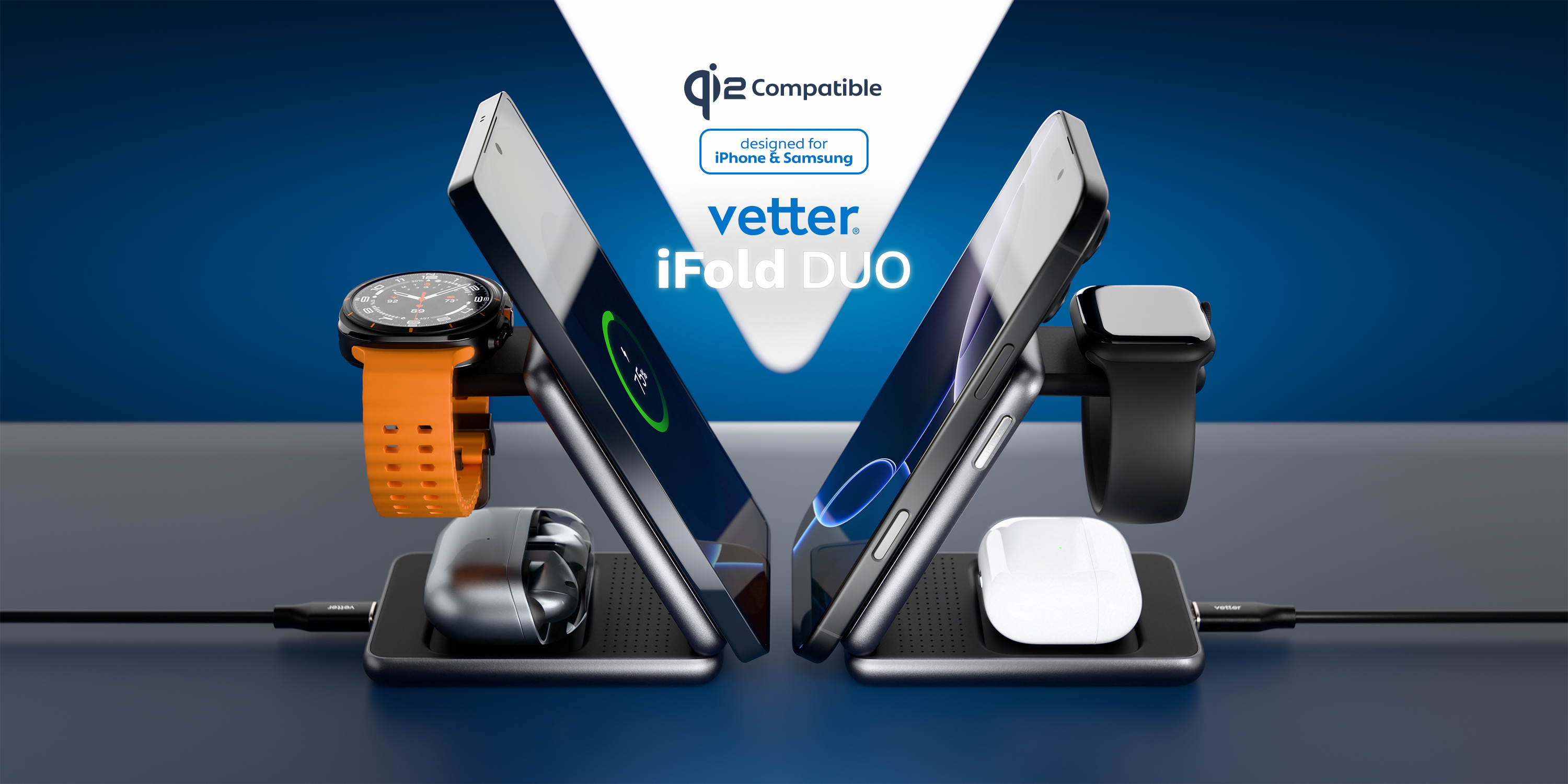 iFold Duo, Foldable 3in1 Wireless Charging Stand with Qi2