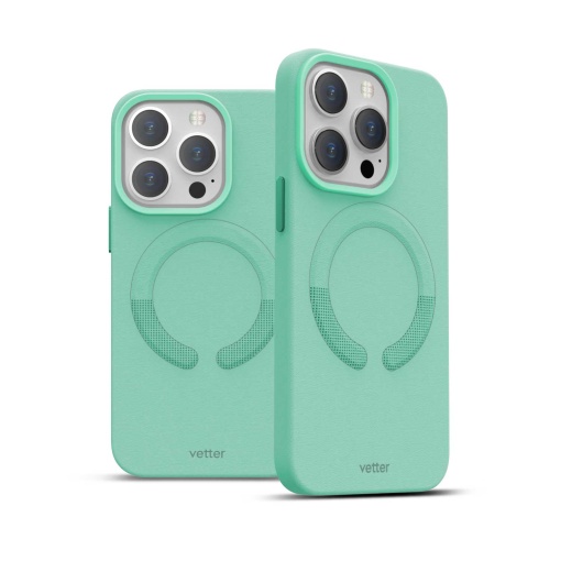 Husa iPhone 14 Pro Max, Clip-On Vegan Leather, Compatibil MagSafe, ice Sea Blue