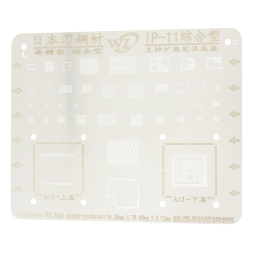 iPhone 11 - 11 Pro Max, BGA Stencil Reballing A13 CPU RAM Nand Flash iC Chip, Net Thickness Heat 0.12mm