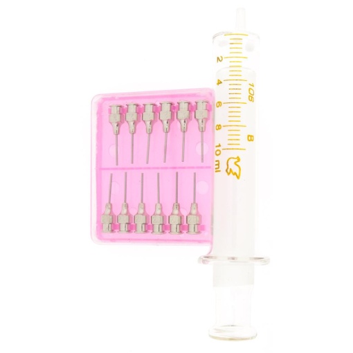 Kit Siringa Luer cu Ace Rotunjite – Seringa de Sticla, Set 12 pentru Utilizare Profesionala