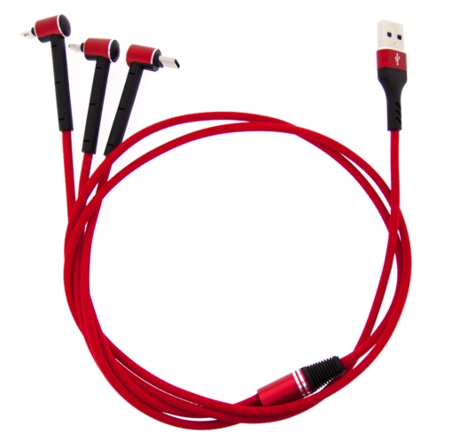 Cablu Cablu 3in1 USB to Lightining, USB-C, Micro-USB Rosu, disponibil pe thenx.net