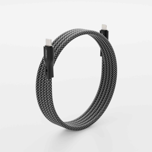 Cablu unTWiST, USB-C to Lightning Magnetic self-looping Cable, 1m, Negru and Silver