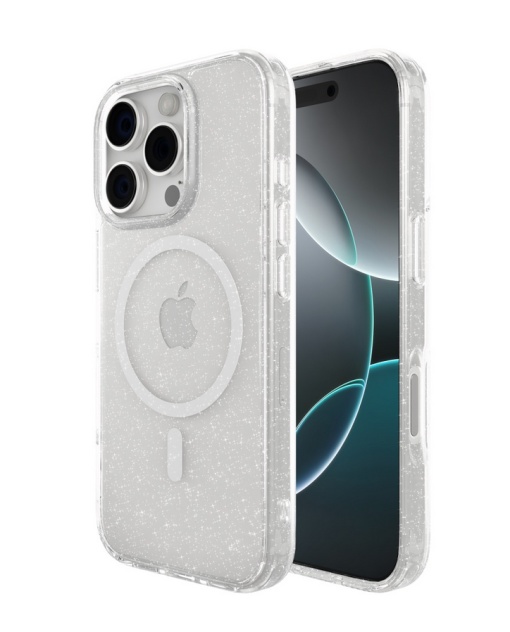Husa iPhone 16 Pro, Compatibil MagSafe, Soft Pro Glitter, Transparent