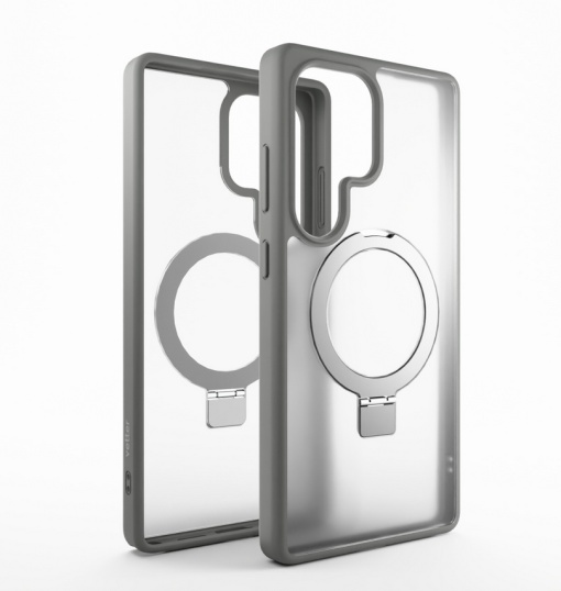 Husa Samsung Galaxy S24 Ultra Clip-On Hybrid, Matt, with MagSafe foldable Stand, Titanium Grey