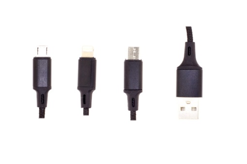 Cablu 3in1 USB to Lightning, USB-C, Micro-USB