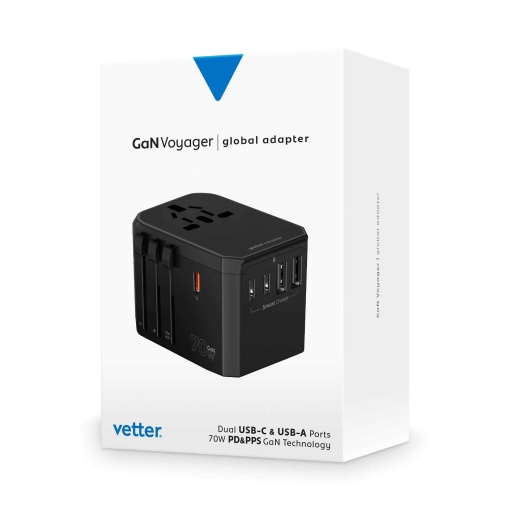 GaN Voyager 70W, Global Adapter with High-Speed USB-C & USB-A Charging