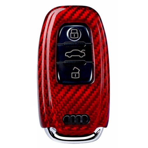 Husa Audi Key A1, A3, A4, Q5, Q7, made from Carbon, Glossy Red