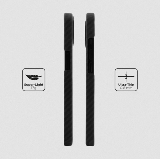 Husa iPhone 14 Plus, Clip-On Compatibil MagSafe, made from Aramid Fiber, Kevlar, Negru, disponibil pe thenx.net