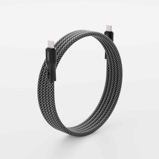 Cablu unTWiST, USB-C to USB-C Magnetic self-looping Cable, 1m, Negru and Silver