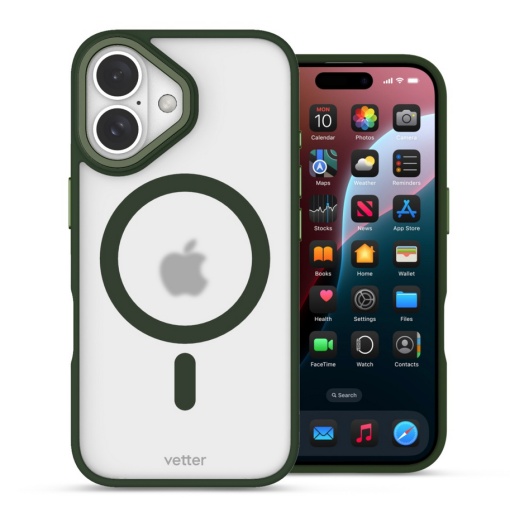 Husa iPhone 16, Clip-On Hybrid, Matt, Compatibil MagSafe, Green
