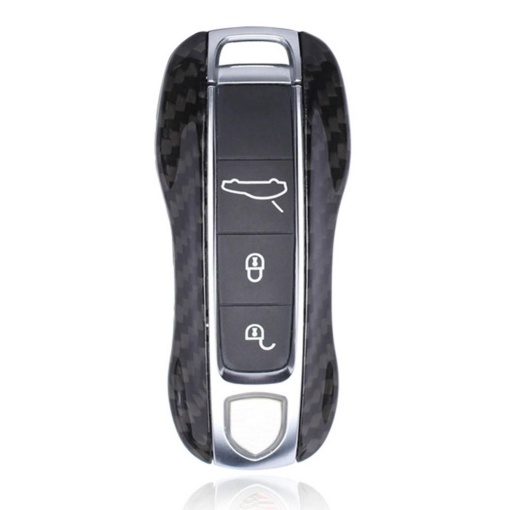 Husa Porsche Key with 4 Button Layout, made from Carbon, Glossy Black