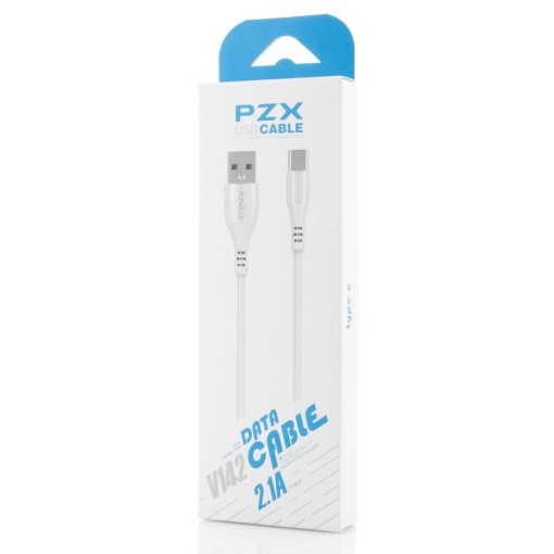 Cablu USB-C, PZX, USB-C, Quick charge, 2.1A, V142, 1m, Alb