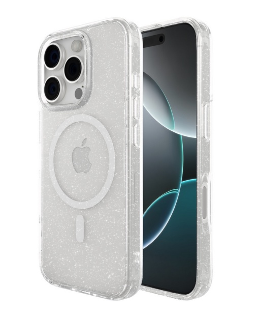 Husa iPhone 16 Pro Max, Compatibil MagSafe, Soft Pro Glitter, Transparent