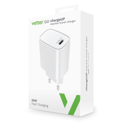 Incarcator Universal Travel Charger for iPhone, Vetter Go, with Power Delivery, 20W, Alb