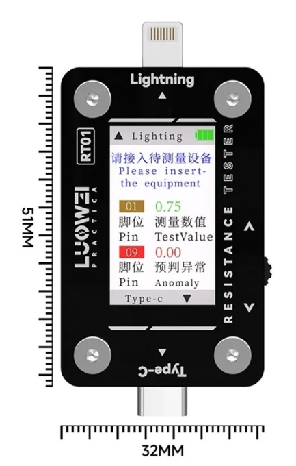 Tester Port Tail-insert Luowei LW-RT01 pentru Verificare Type-C si Lightning Dock Connector