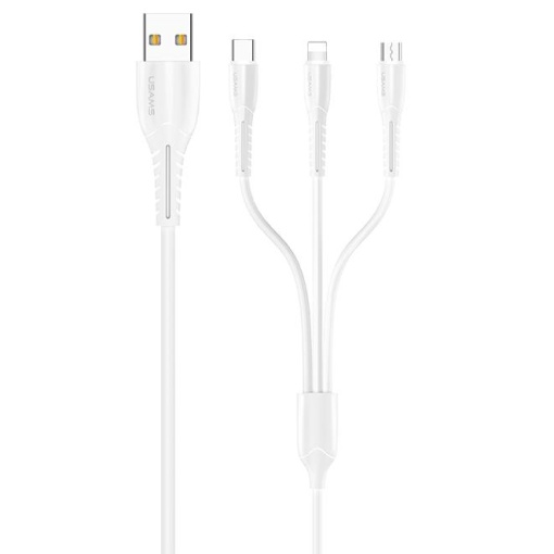 Cablu USB-C, USAMS, U35, 3 in 1, Charging Cable, US-SJ367, 1m, Alb