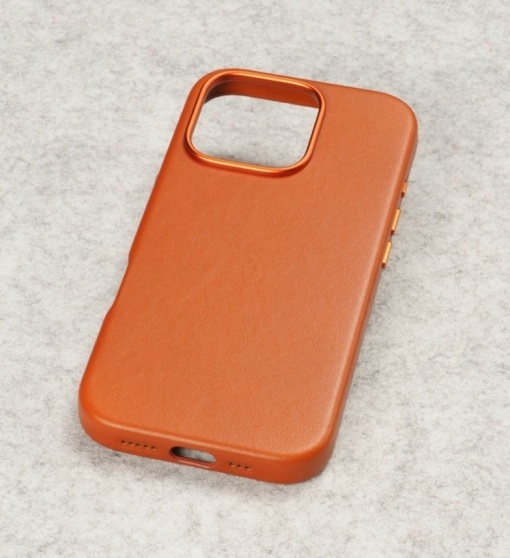 Husa iPhone 16 Pro, leatherUP Class, Refined Touch, MagSafe Compatible, Orange Brown - thenx.net_1