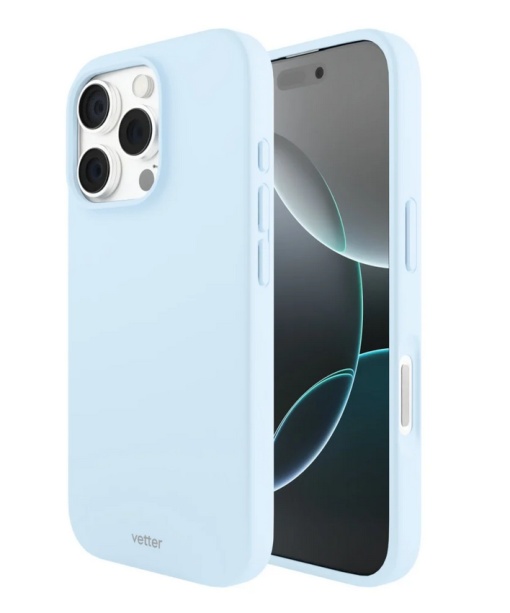 Husa iPhone 16 Pro Max, Clip-On Soft Touch Silk Series Compatibil MagSafe, Light Blue