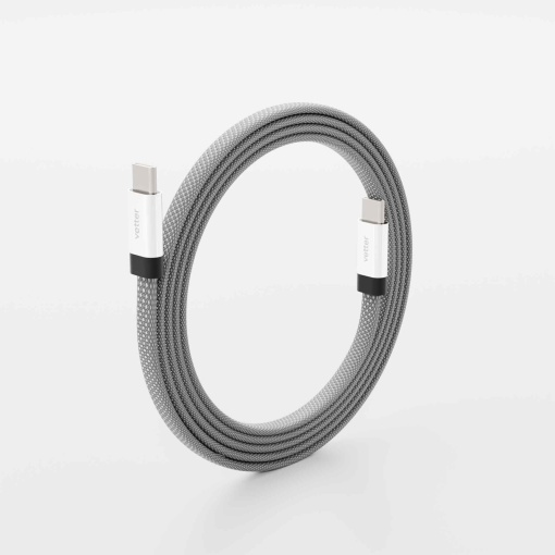 Cablu USB-C, loopFiT, USB-C to USB-C Magnetic self-looping Cable, 1.5m, Silver