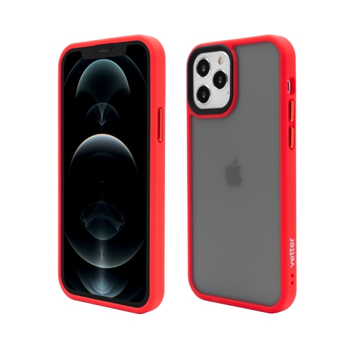 Husa iPhone 12 Pro, 12, Clip-On Hybrid, Shockproof Soft Edge and Rigid Matte Back Cover, Rosu