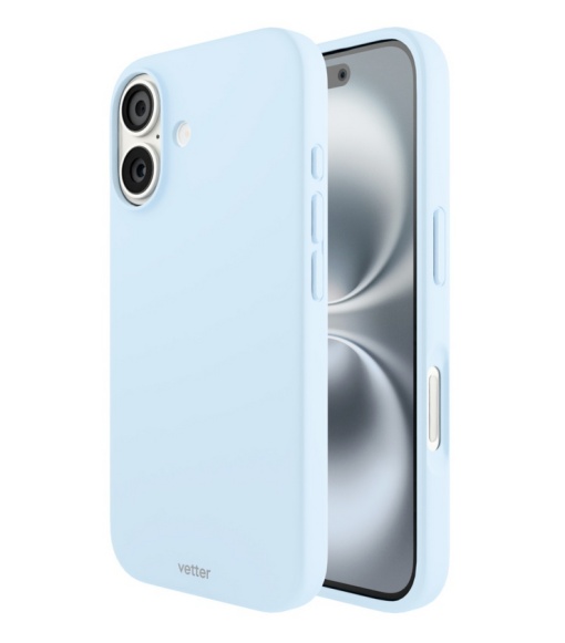 Husa iPhone 16, Clip-On Soft Touch Silk Series Compatibil MagSafe, Light Blue