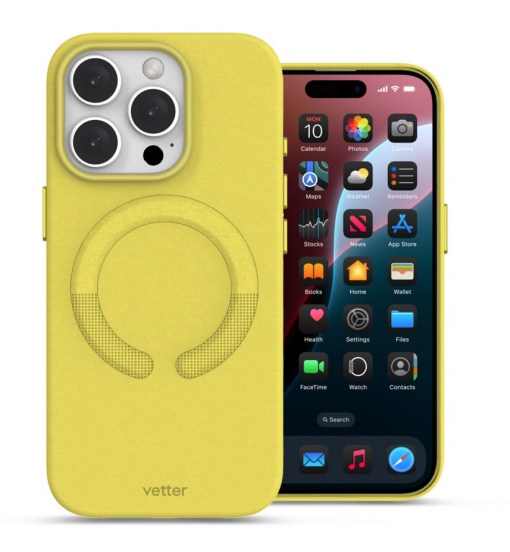 Husa iPhone 16 Pro Max, Clip-On Vegan Leather, Compatibil MagSafe, Candy Yellow