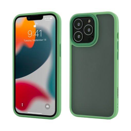 Husa iPhone 13 Pro Max, Clip-On Hybrid, Shockproof Soft Edge and Rigid Back Cover, Light-Green