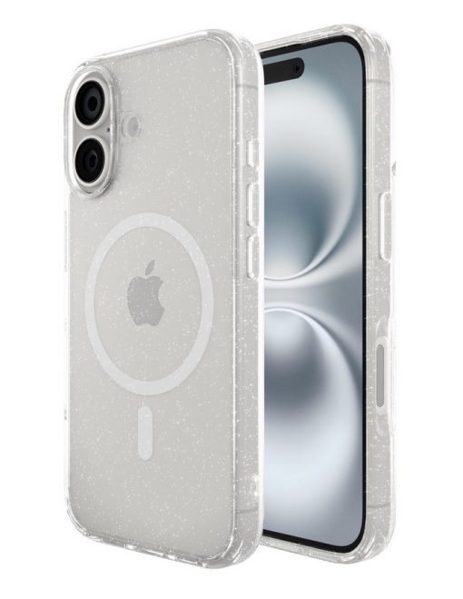 Husa iPhone 16, Compatibil MagSafe, Soft Pro Glitter, Transparent