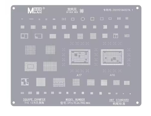 MaAnt BGA Reballing Stencil for iPhone 15, Plus, Pro, Max