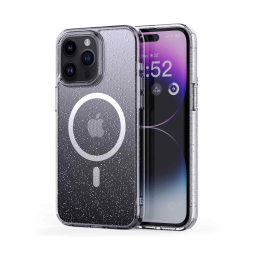 Husa iPhone 15 Pro Max, Compatibil MagSafe, Soft Pro Glitter, Transparent