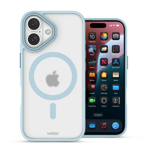 Husa iPhone 16, Clip-On Hybrid, Matt, Compatibil MagSafe, Blue