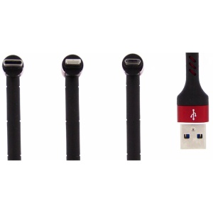 Cablu Cablu 3in1 USB to Lightining, USB-C, Micro-USB Rosu, disponibil pe thenx.net