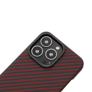 Husa iPhone 13 Pro, Clip-On Compatibil MagSafe, Aramid Fiber, Kevlar, Rosu, disponibil pe thenx.net