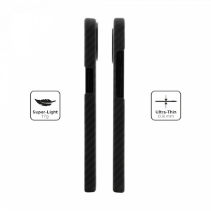 Husa iPhone 14 Plus, Clip-On Compatibil MagSafe, made from Aramid Fiber, Kevlar, Negru - Img 5