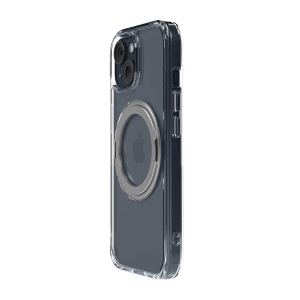 Husa iPhone 14 Plus, Clip-On Crystal Compatibil MagSafe, with 360 degree rotating stand, Transparent, disponibil pe thenx.net