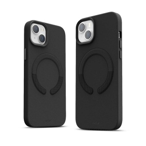 Husa iPhone 14 Plus, Clip-On Vegan Leather, Compatibil MagSafe, Negru, disponibil pe thenx.net