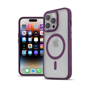 Husa iPhone 14 Pro Max, Clip-On Hybrid, Matt, Compatibil MagSafe, Purple - Img 7