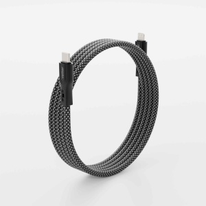 Cablu unTWiST, USB-C to Lightning Magnetic self-looping Cable, 1m, Negru and Silver, disponibil pe thenx.net