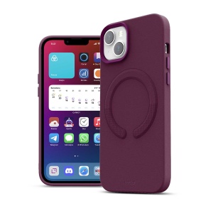 Husa iPhone 14, Clip-On Vegan Leather, Compatibil MagSafe, Purple, disponibil pe thenx.net