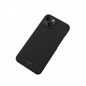 Husa iPhone 14 Plus, Clip-On Compatibil MagSafe, made from Aramid Fiber, Kevlar, Negru - Img 6