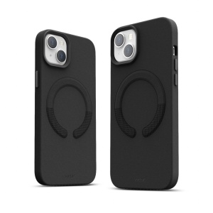 Husa iPhone 14 Plus, Clip-On Vegan Leather, Compatibil MagSafe, Negru - Img 5