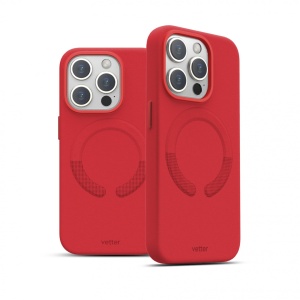 Husa iPhone 15 Pro Max, Clip-On Vegan Leather, Compatibil MagSafe, Crimson Red - Img 6