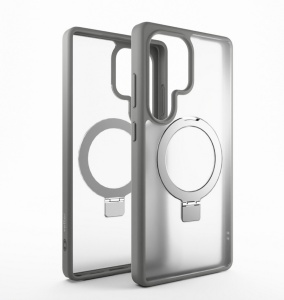 Husa Samsung Galaxy S24 Ultra Clip-On Hybrid, Matt, with MagSafe foldable Stand, Titanium Grey - thenx.net