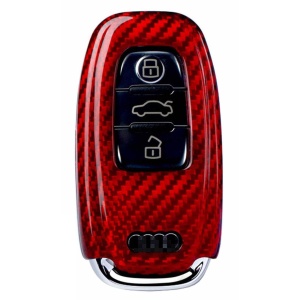 Husa Audi Key A1, A3, A4, Q5, Q7, made from Carbon, Glossy Red