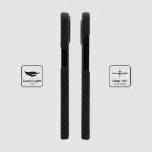 Husa iPhone 14 Plus, Clip-On Compatibil MagSafe, made from Aramid Fiber, Kevlar, Negru, disponibil pe thenx.net